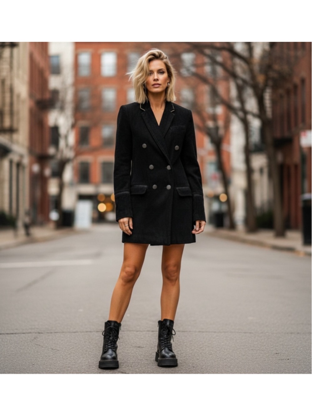 Free People Black Chenille Corduroy Double Breasted Blazer Jacket XS